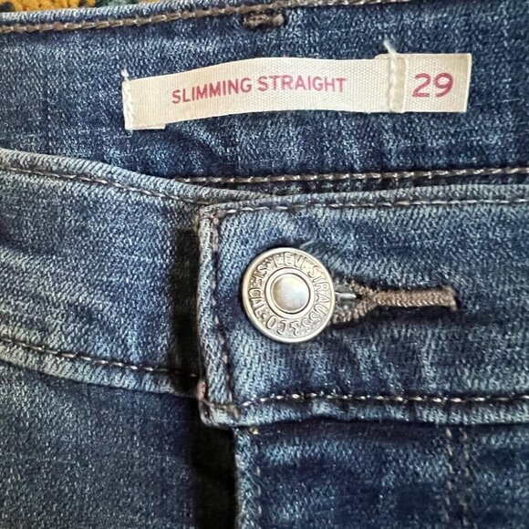 Women's Levi's Slimming Straight Fit Retro Stretch Denim Blue Jeans Size 29/30 - Picture 5 of 12